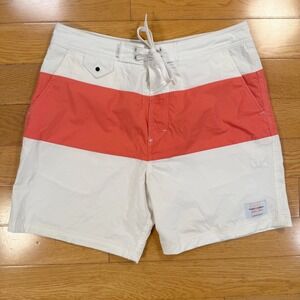 Banks Journal June Shine Board Shorts White Orange Colorblock Swim Trunks 32